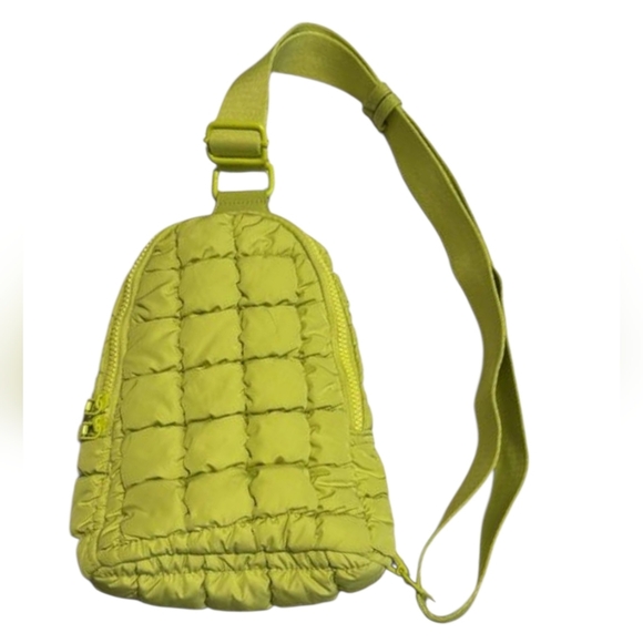 Madison West Handbags - Madison West NEW Mini Lime Green Quilted Puffer Sling Backpack